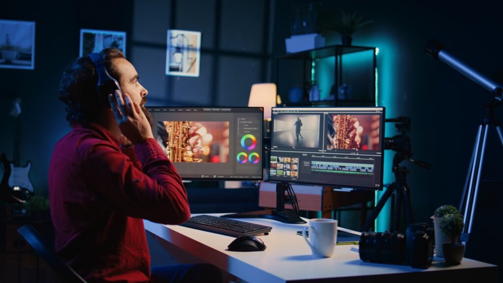 Videographer Uses Software Create Visual Effects Video Projects While Relaxing With Music 1024x576